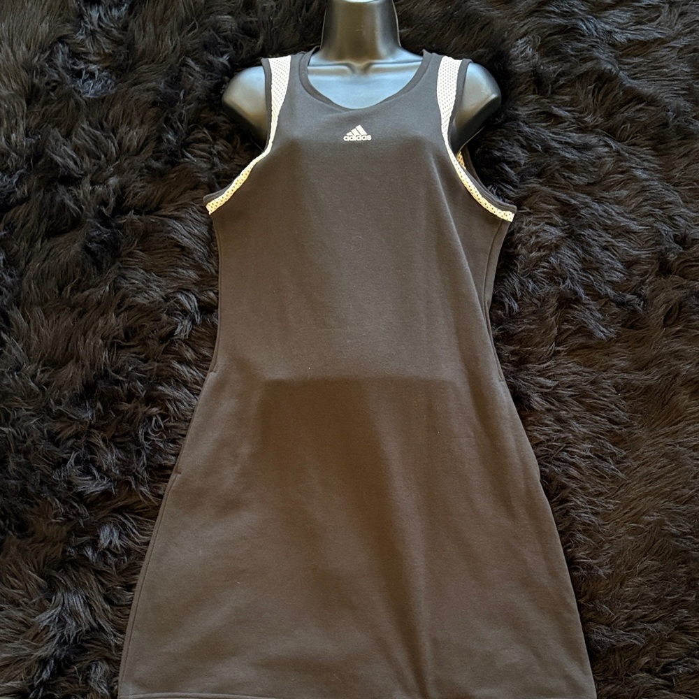 adidas Black Midi Dress with White Trim